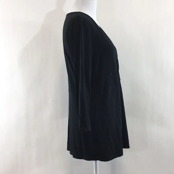 J. Jill‎ Wearever Collection Black Faux Wrap Blouse Womens XS Swing Top Surplice - Picture 4 of 13